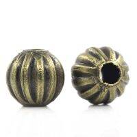 Doreen Box Spacer Beads Pumpkin Antique Bronze 6mm Dia,Hole:Approx 1.9mm,200PCs (B25271)