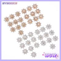 SYBOOKS 10PCS 16MM DIY ชุบ Flatback ตัดเย็บเสื้อผ้า หัวเข็มขัดไข่มุก ปุ่มเกล็ดหิมะ ปุ่ม Rhinestone