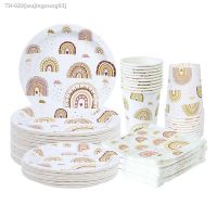 ❃ Boho Bohemia Rainbow Birthday Party Disposable Tableware Plates Cups Napkins Banner Baby Shower Decoration For Home