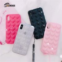 {OLI STUDIO}3DHeart Case11 ProXR XS7 8 6 6วินาที PlusColor ที่มีสายคล้องเชือกเส้นเล็กซิลิโคนอ่อนนุ่มปกหลัง Capa