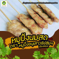 หมูปิ้งนมสด ไม้เล็ก ตรา หมูปิ้งอนุเสาวรีย์ชัยฯ เนื้อแน่นทุกไม้ หมูนุ่ม ฉ่ำน้ำ หอม อร่อย ถูกใจลูกค้า