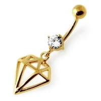 Fancy Jeweled Diamond Cut Dangling Navel Ring