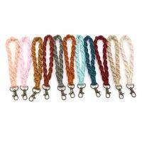 11 Pieces Womens Boho Macrame Keychain Wristlet Bracelet Handmade Braided Twisted Hand Wrist Lanyard