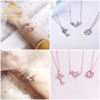 Necklace Pink Crystal Gemstone Pendant Rose Gold Chain Necklaces Women Hello Girl Jewelry