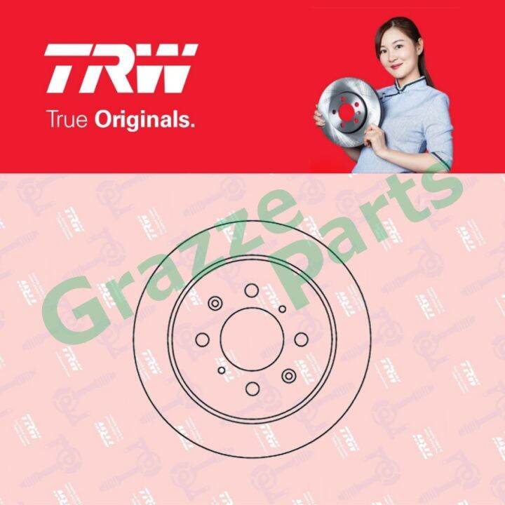 (2pc) TRW Disc Brake Rotor Rear for DF7375 Honda City TMO 20022008