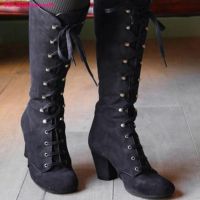 Asdsadsaaff Botas Sa ราคะ De Meia Panturrilha Botas Longas Camurça Sapatos Altos Altos อัล TOS Para Coxa ขนาดพิเศษผู้หญิง