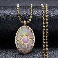 ZOE Necklaces สร้อยคอหินเปลือกหอยสีสันพระอาทิตย์สไตล์โบฮีเมียนสำหรับผู้หญิงสร้อยคอสร้อยโซ่สแตนเลสชายสีทองเครื่องประดับงานแต่งงาน Collares Mujer