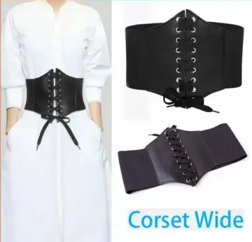 Korean Style Vintage Faux Leather Wide Lace Up Waist Belt Shapewear Corset  Sexy Body Shaper