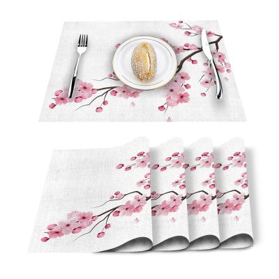 Japanese Cherry Blossom Pattern Table Mat Kitchen Decoration Placemat Table Napkin For Wedding Dining Accessories Table Mat
