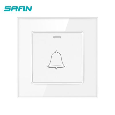 SRAN Reset Switch Doorbell Shutter Crystal Tempered Glass Panel 86x86mm Power button Wall switch