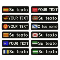 10cmX2.5cm Custom Name Flag Patch Stripes Badge Iron On Velcros Andalusia Extremadura Canary Islands Spain Galicia Catalonia