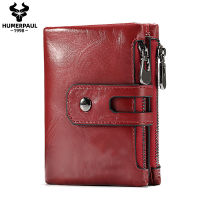 [Free Shipping] ZZOOI RFID Double Zipper Buckle Cowhide Mens Wallet Genuine Leather Retro Crazy Horse Cowhide Mens Bag Casual Zero Wallet