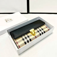 กระเป๋าสตางค์ Burberry ของแท้สำหรับผู้หญิง,กระเป๋าสตางค์วินเทจคลาสสิกพับได้เย็บกระเป๋าคลัตช์ Purse19หนัง * 10ซม.