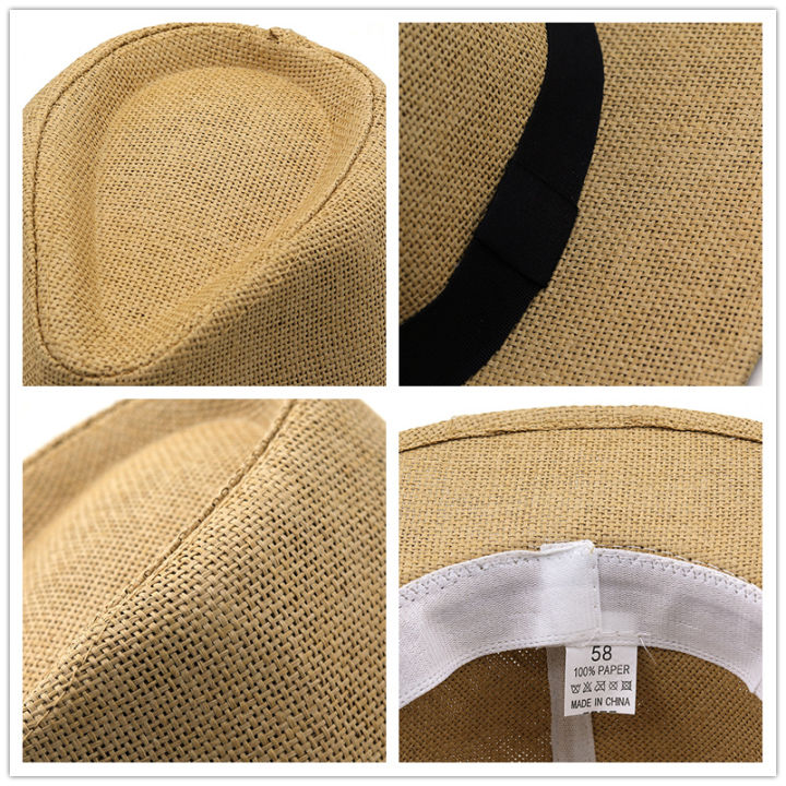 ใหม่ฤดูร้อนผู้หญิงผู้ชายฟางอาทิตย์หมวกที่มีปีกกว้างปานามาหมวกสำหรับสาวชายหาด-fedora-หมวกแจ๊สหมวกขนาด56-58c