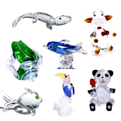 Welfare12 Type Crystal Animal Figurines Crystal Frog Dolphin Cow Paperweight Statuette Collection Home Decor Christmas Kids Gift