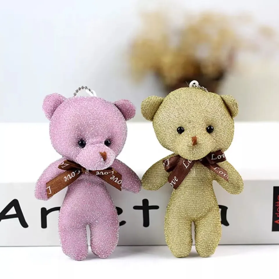 10CM Cute Bow Tie Teddy Bear Keychain Schoolgirl Bag Pendant Little Bear  Doll Wedding Throw Christmas Gifts To Boyfriend