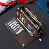 WILLIAMPOLO Men Wallet Long Style High Quality Card Holder Male Purse Zipper Large Capacity Brand Cowhide Leather Wallet For Men