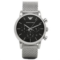 นาฬิกาข้อมือผู้ชาย EMPORIO ARMANI Classic Chronograph Black Dial Steel Mens Watch AR1811