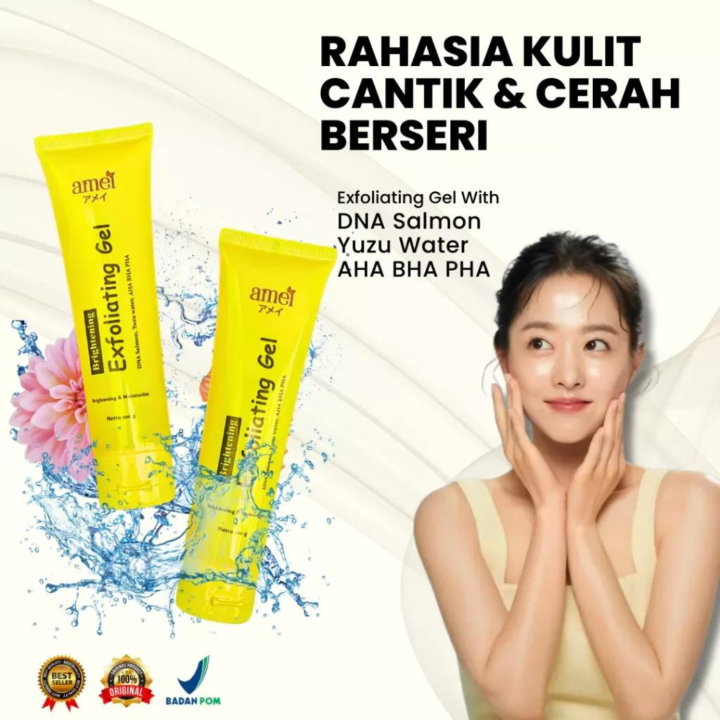 Amei Gel Dna Salmon Mencerahkan Eksfoliasi Wajah Peeling Gel Scrub Wajah Exfoliating Gel