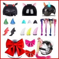 FFMALL Multicolor Dirty Braid Ponytail Detachable Ears Cup Wig Horn Motorcycle Helmet Decorations