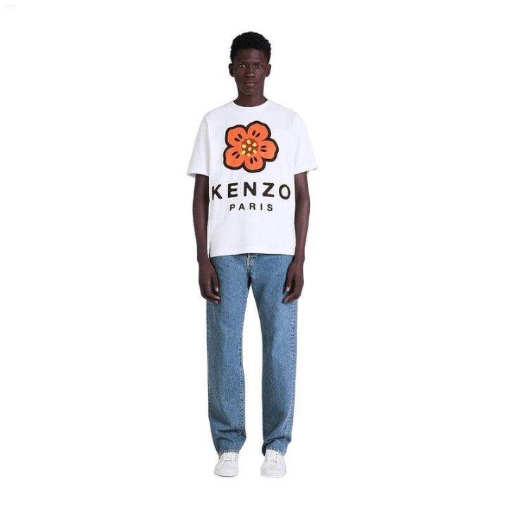 ฤดูร้อนใหม่เอี่ยมน้ำขึ้นน้ำลง-kenz-takada-kenzo-แขนสั้นพิมพ์ลายดอกไม้ประดับตกแต่งบ้านชายและหญิงเสื้อยืดแบบหลวมผ้าฝ้ายบริสุทธิ์