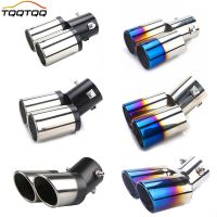 เคล็ดลับท่อไอเสีย Universal Dual Exhaust Tips Tailpipe Inlet Stainless Steel Car Exhaust Muffler Tip