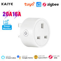 ZigBee สมาร์ทซ็อกเก็ต Tuya สมาร์ทสหราชอาณาจักรเสียบ16A 20A บ้านเต้าเสียบไฟฟ้าการตรวจสอบพลังงาน Timing อะแดปเตอร์การควบคุมเสียง Home Alexa