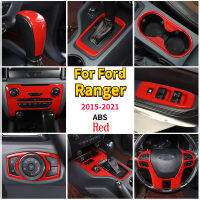 สีแดงสำหรับ Ford Ranger Wildtrak 2015-21รถ Central Control แผงหน้าปัดพวงมาลัยไฟอ่านหนังสือสติกเกอร์อุปกรณ์เสริม