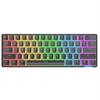 AJAZZ STK61 Pudding Key Cap 61 Keys Wireless Mechanical Keyboard RGB Portable Dual-Mode Bluetooth Gaming Keyboard for Laptop PC