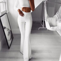 【Flash Sale】Women Solid High Waist Flare Wide Leg Chic Trousers Bell Bottom Yoga Pants/กางเกงโยคะขากว้างขาบานเอวสูงทรงหลวมสำหรับผู้หญิง