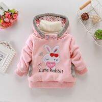 LZH Hoodie Warmth Outfit Warm Coats For children Winter Kids Rabbit Knitted High Collar Plush Top clothes Girls From 2-7 Years Cups