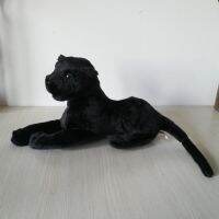 hot！【DT】₪  real life toy about 32cm lying black leopard plush panther soft doll birthday gift w1018