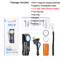 TrustFire MC12 EDC Led Flashlight 1000LM Magnetic USB Charging Head Rechargeable Powerful Camping Lantern Torch Lamp Flash Light