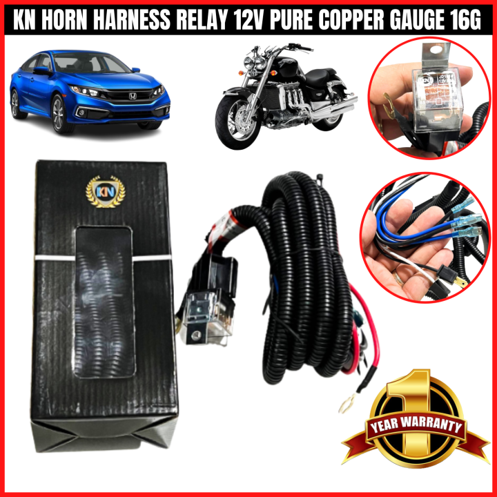 KN HORN HARNESS RELAY 12V PURE COPPER GAUGE 16G CAR MOTORCYCLE 1 Year