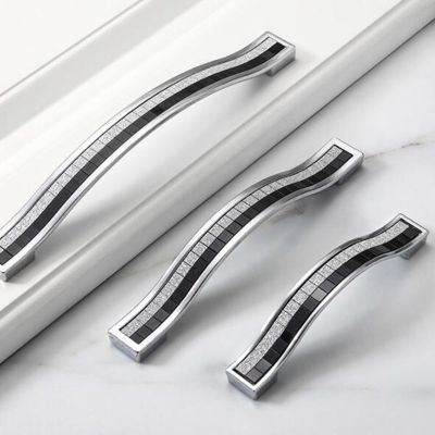 ✢™ Frosted Fine Diamond Cabinet Handles Silver Black Crystal Diamond Cabinet Pulls Cabinet Drawer Bright light Handle