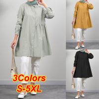 COD DSFERTRETRE ZANZEA Women Casual Long Sleeve Button Down Solid Loose Muslim Blouse