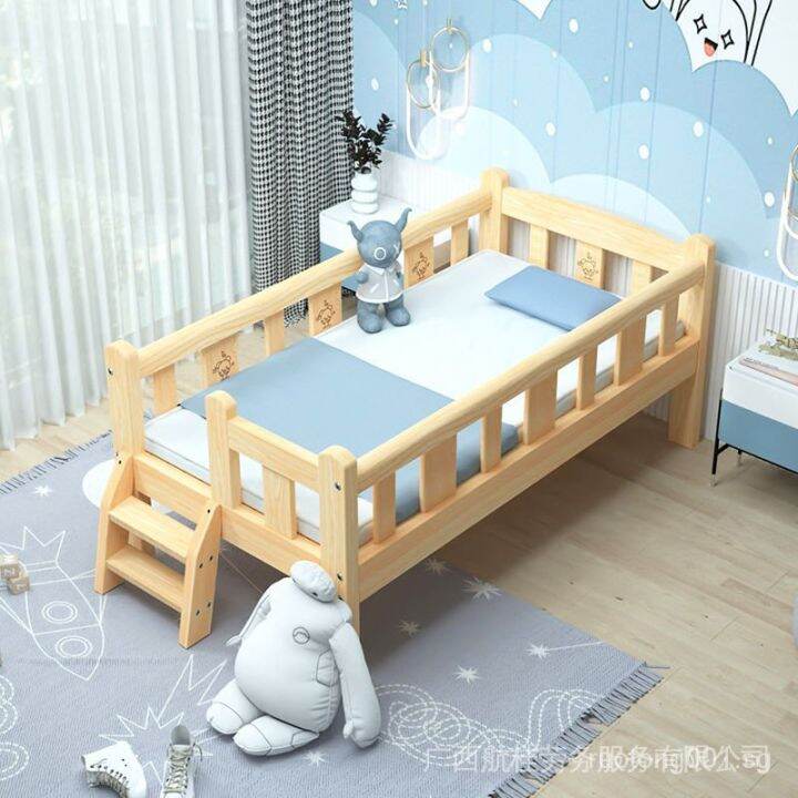 in-stock-baby-crib-small-bed-newborn-babies-bed-stitching-bed-solid-wood-childrens-bed-single-bed-childrens-supplies-with-fence-go00