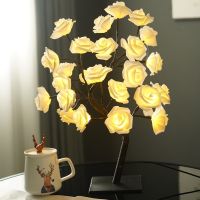 24 LED USB Table Lamp Rose Flower Tree Lights Fairy Maple Leaf Night Light Home Party Bedroom Decoration Christmas Wedding Gift