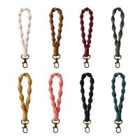 8 Pieces Macrame Keychain Handcrafted Boho Accessories Wristlet Keychain for Purse Keys