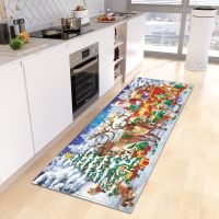 Christmas Kitchen Mat Entrance Doormat House Anti-Slip Foot Carpet Bedroom Floor Hallway Bath Living Room Balcony Decoration Rug