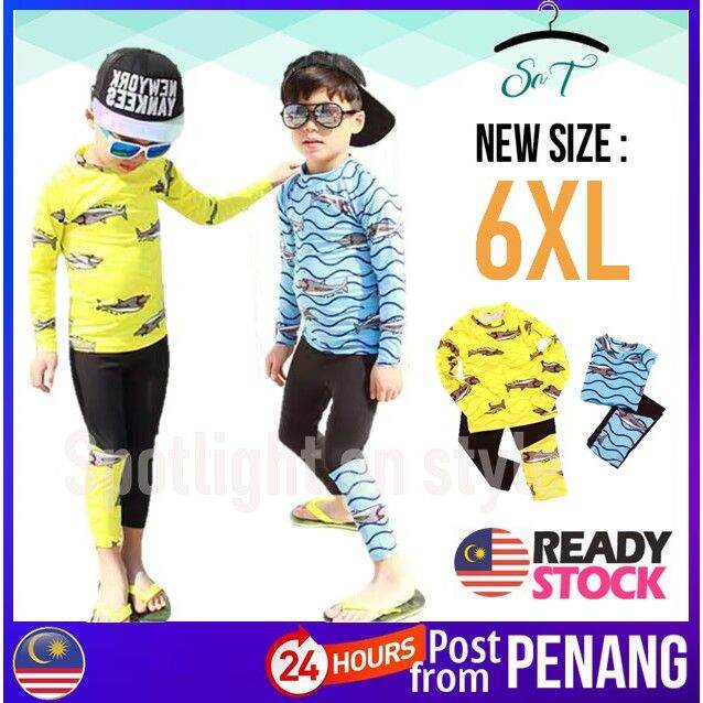 [8]🇲🇾PENANG READY STOCK Kids Boy Long Sleeve Long Pants Swimsuits Baby