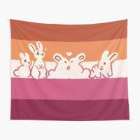 Lesbian Flag Bunnies Tapestry Bedroom Mat Hanging Bedspread Beautiful Art Towel Printed Blanket Home Living Travel Decoration