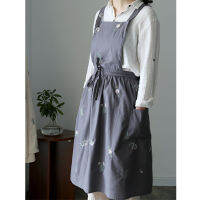 Baking Apron Simple Tie Design Apron เย็บปักถักร้อยดอกไม้ระบายอากาศสำหรับบ้าน