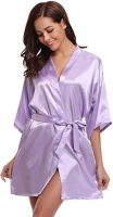 【LZ】♂┅  Roupão de cetim feminino lingerie íntima pijamas de seda nupcial presente de casamento casual kimono roupão de banho camisola sexy nightwear