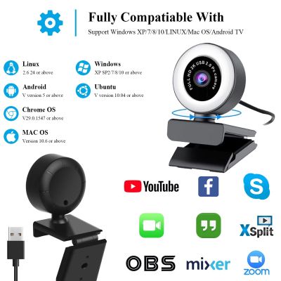 ZZOOI Webcam Full HD 2K Web Camera Auto Focus with Microphone USB 3.0 For PC Laptop 1080P Web Cam for Online Study Conference Youtube