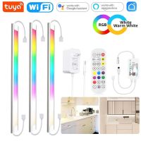 DC12V Tuya Wifi Under Cabinet LED Lights RGBCCT Dimmable IR Smart Strip Lamp Kitchen Bedroom Wardrobe APP/Remote/Voice for Alexa Ceiling Lights