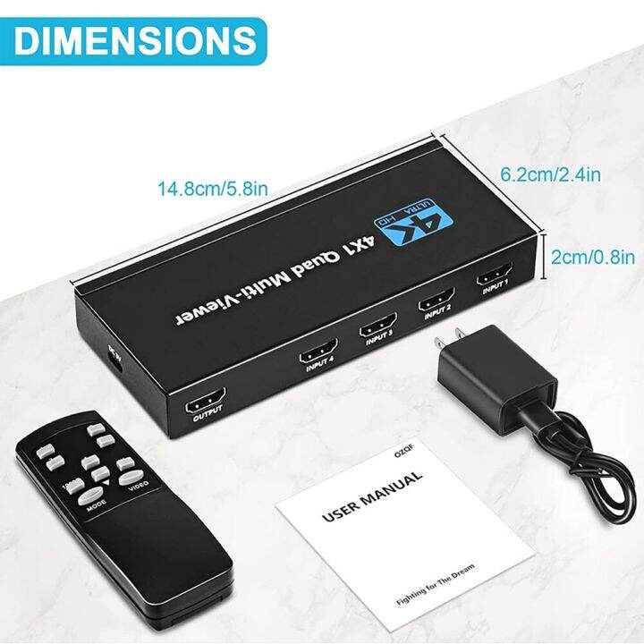 hdmi-compatible-multviewer-switch-สลับ4-in-1ออกสนับสนุน4k-30hz-ดูโหมดสำหรับกล้อง-ps4จอภาพพีซีไปยังทีวี