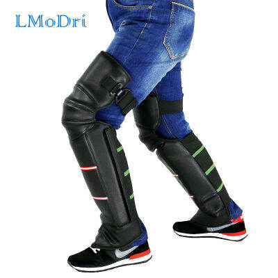 LMoDri รถจักรยานยนต์ Warm Kneepad ขาอุ่นมอเตอร์ไซด์ขี่เข่าป้องกัน Pads Windproof ฤดูหนาว PU หนังกันน้ำ2ชิ้นล็อต