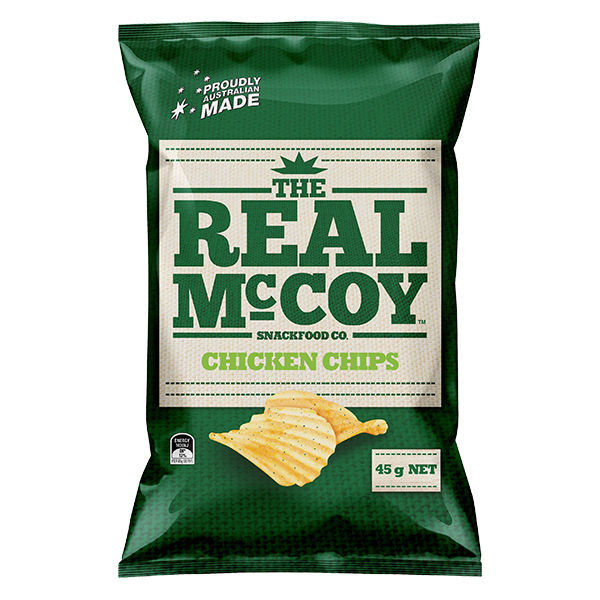 The Real Mccoy Chicken Chips 45g. เดอะเรียลแมคคอย มันฝรั่งแผ่นหยักทอดกรอบ รสไก่ ขนาด 45 กรัม (5486)