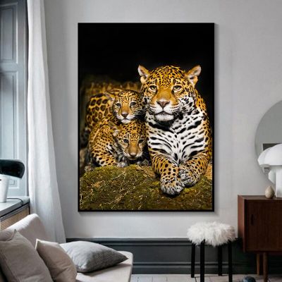 Wild Jaguars กับ Baby Jaguar Canvas Painting And Prints Wall Art โปสเตอร์รูปภาพสำหรับห้องนั่งเล่นตกแต่งบ้าน Cuadros